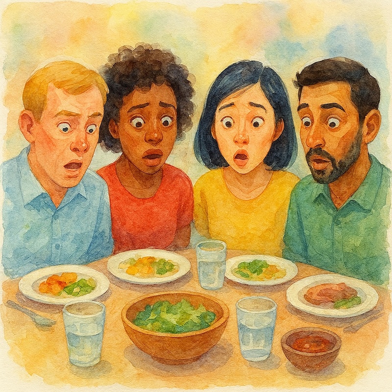 Imported food products on a warehouse shelf